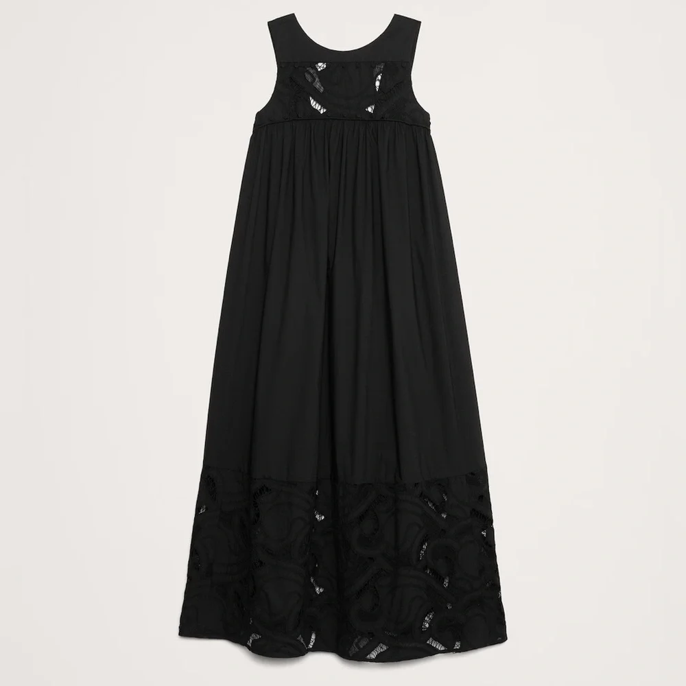 NWT! Banana Republic Embroidered Cotton Poplin Maxi Dress - Large 🌅1️⃣ 743532 - Picture 4 of 8